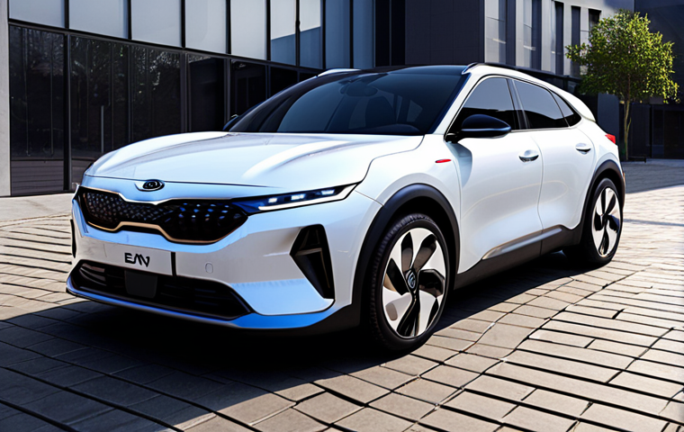 Kia EV6 - Futuristic Sportscar**
Prompt: A Kia EV6, showcasing its bold, futuristic design with sharp lines and distinctive LED lights. The car should be in a vibrant color, parked in a modern urban setting, emphasizing its sporty crossover/coupé silhouette. Focus on capturing the dynamic and modern aspects of the design.
**